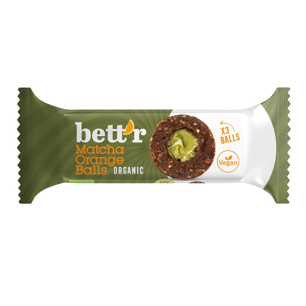 KULKI DAKTYLOWE Z NADZIENIEM MATCHA - POMARAŃCZA BEZGLUTENOWE BIO (3 x 15 g) 45 g - BETT'R