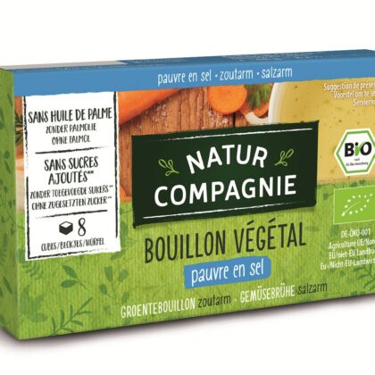 BULION - KOSTKI WARZYWNE BEZ DODATKU CUKRÓW O NISKIEJ ZAWARTOŚCI SOLI BIO (8 x 8,5 g) 68 g - NATUR COMPAGNIE