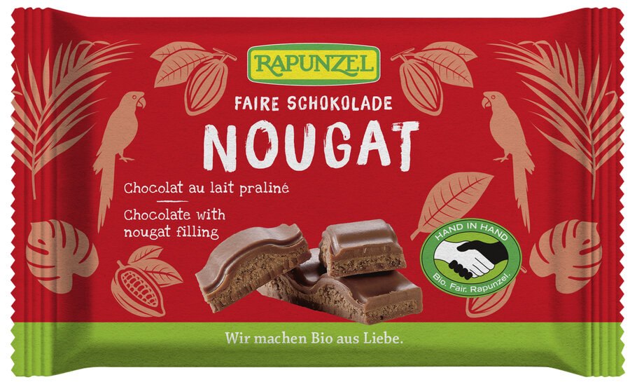 CZEKOLADA MLECZNA Z NADZIENIEM NUGATOWYM BIO 100 g - RAPUNZEL