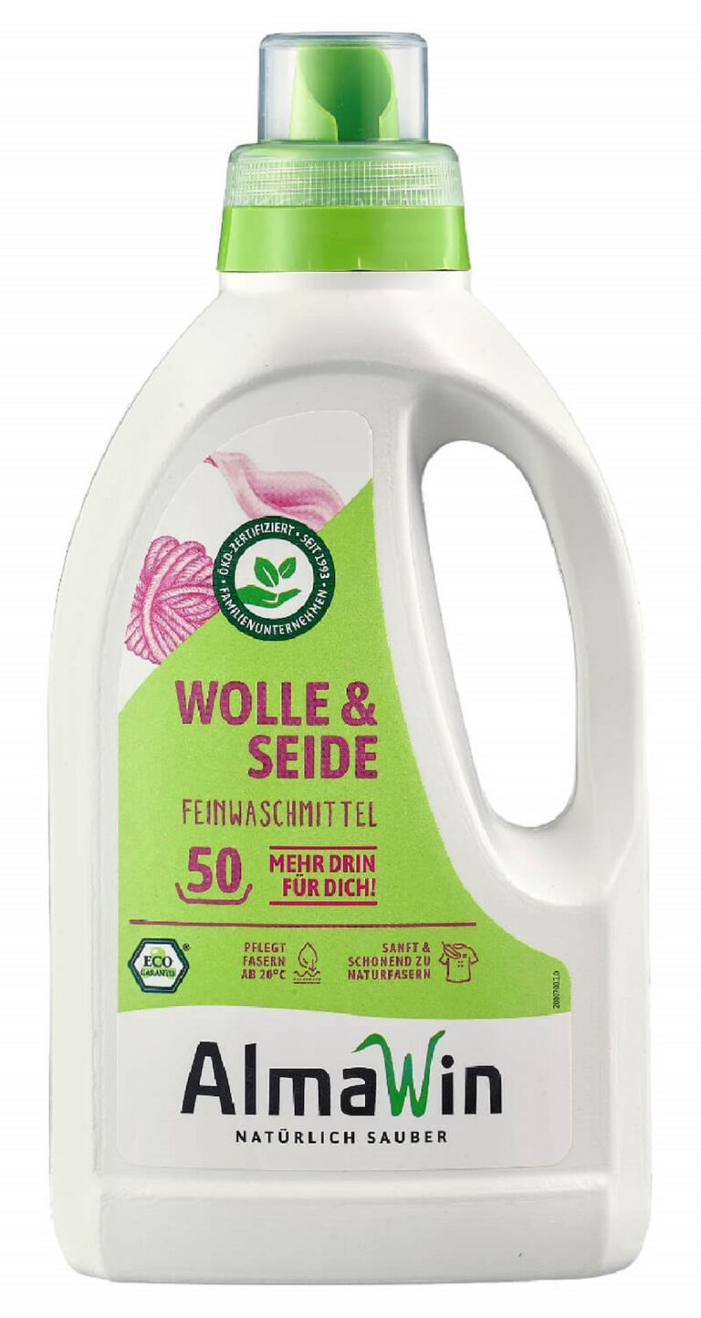 PŁYN DO PRANIA WEŁNIANYCH I JEDWABNYCH UBRAŃ (KONCENTRAT) ECO 750 ml (50 PRAŃ) - ALMAWIN