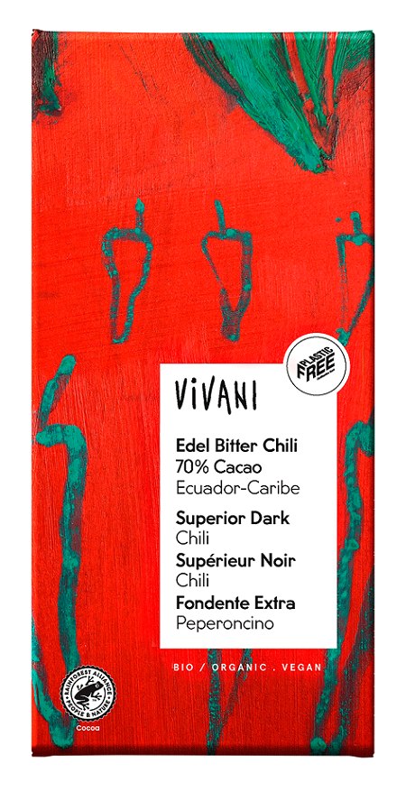 CZEKOLADA GORZKA Z CHILI BIO 80 g - VIVANI