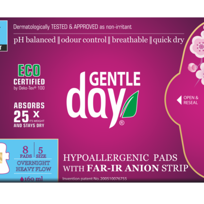PODPASKI HIGIENICZNE Z PASKIEM ANIONOWYM NA NOC 8 szt. - GENTLE DAY