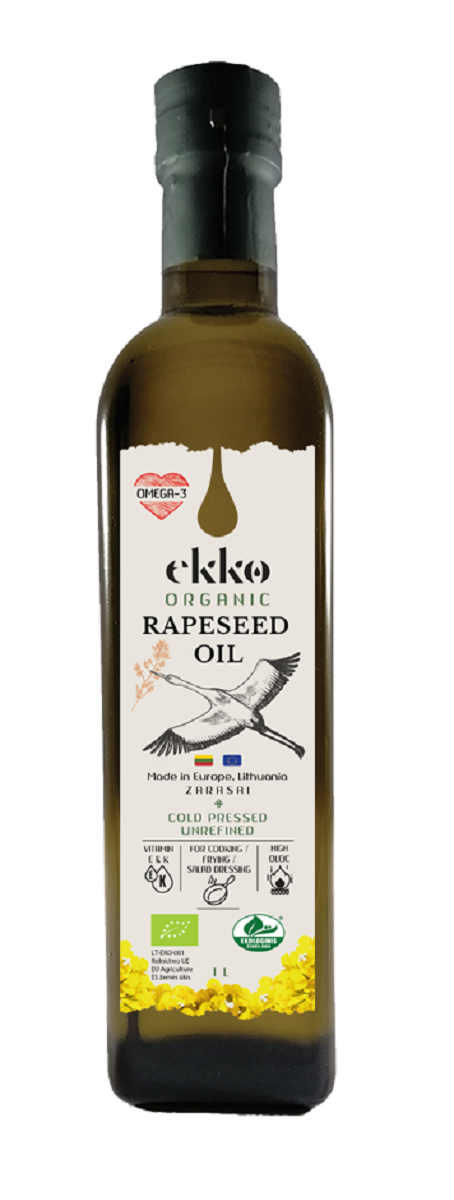 OLEJ RZEPAKOWY TŁOCZONY NA ZIMNO OMEGA-3 BIO 1 L - EKKO