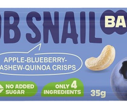 BATON JABŁKO - BORÓWKA - ORZECHY NERKOWCA BEZ DODATKU CUKRÓW 35 g - BOB SNAIL