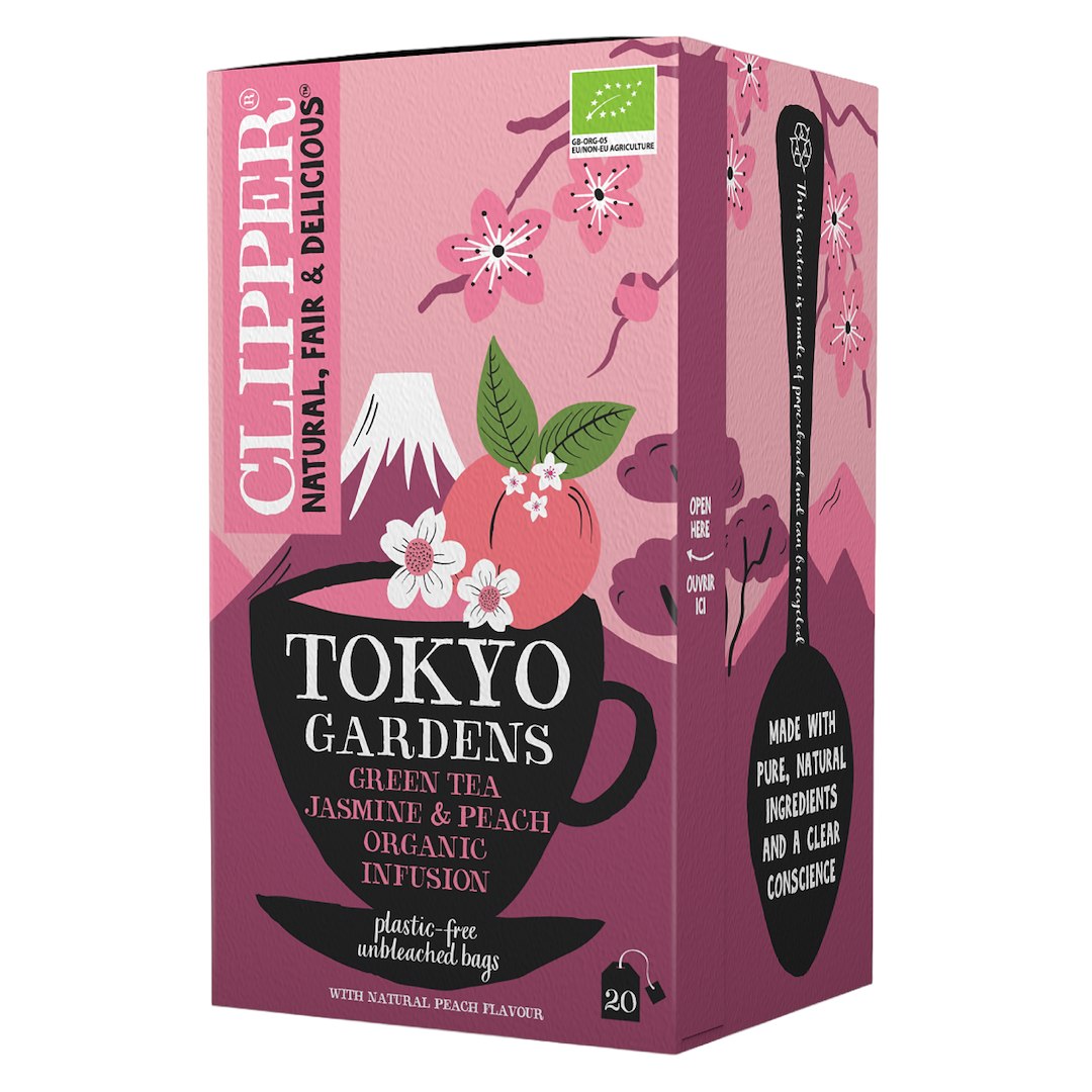 HERBATA ZIELONA JAŚMINOWA O SMAKU BRZOSKWINIOWYM (TOKYO GARDENS) BIO (20 x 2 g) 40 g - CLIPPER