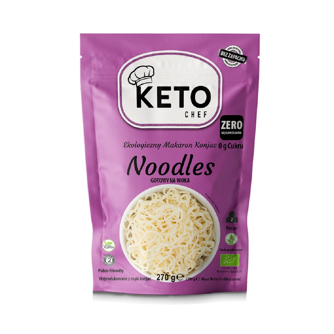 MAKARON (KONJAC) NOODLE GOTOWY NA WOKA BEZGLUTENOWY BIO 270 g (200 g) - KETO CHEF