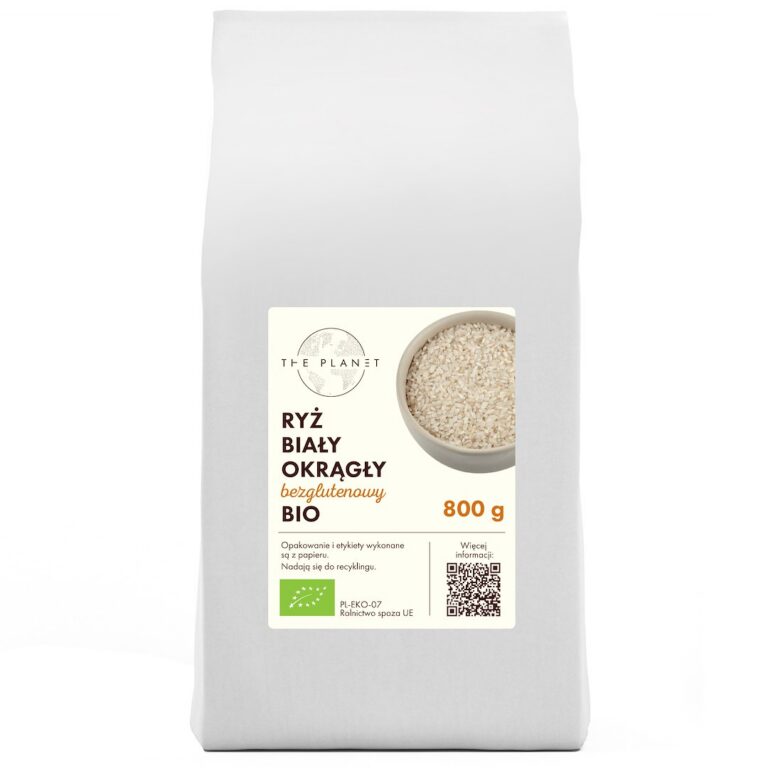 RYŻ BIAŁY OKRĄGŁY BEZGLUTENOWY BIO 800 g - THE PLANET