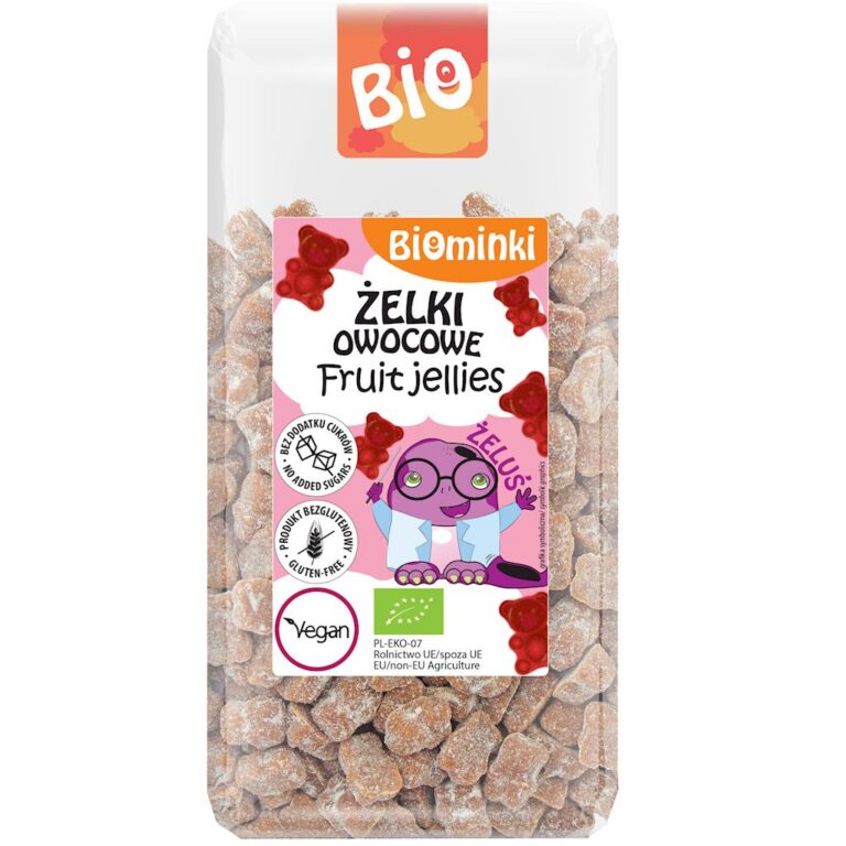 ŻELKI OWOCOWE BEZ DODATKU CUKRÓW BEZGLUTENOWE BIO 400 g - BIOMINKI
