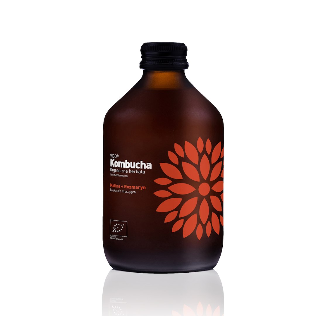 KOMBUCHA Z MALINĄ I ROZMARYNEM BEZGLUTENOWA BIO 330 ml - VIGO