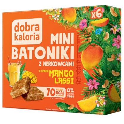 BATONIKI MINI Z NERKOWCÓW O SMAKU MANGO LASSI BEZ DODATKU CUKRÓW (6 x 17 g) 102 g - DOBRA KALORIA