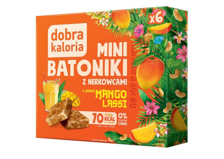 BATONIKI MINI Z NERKOWCÓW O SMAKU MANGO LASSI BEZ DODATKU CUKRÓW (6 x 17 g) 102 g - DOBRA KALORIA