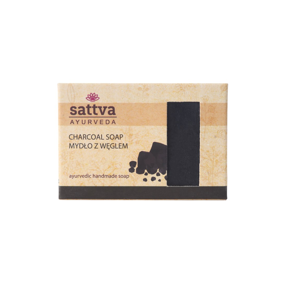 MYDŁO W KOSTCE DO CIAŁA Z WĘGLEM AKTYWNYM 125 g - SATTVA (AYURVEDA)