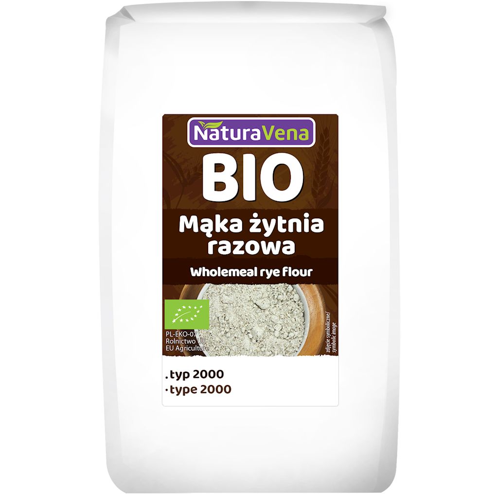 MĄKA ŻYTNIA RAZOWA TYP 2000 BIO 1 kg - NATURAVENA