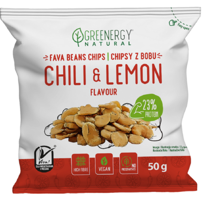 BÓB PRAŻONY O SMAKU CHILI I CYTRYNY 50 g - GREENERGY