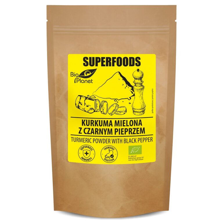 KURKUMA MIELONA Z CZARNYM PIEPRZEM BIO 200 g - BIO PLANET SUPERFOODS