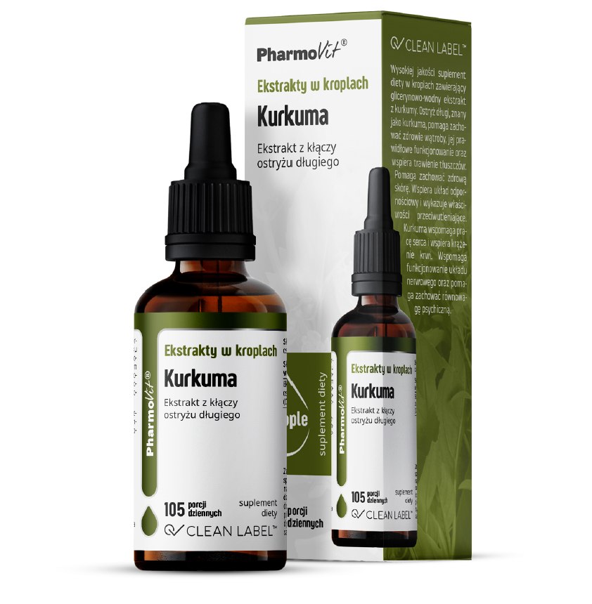 EKSTRAKTY W KROPLACH KURKUMA BEZGLUTENOWE 30 ml - PHARMOVIT (CLEAN LABEL)
