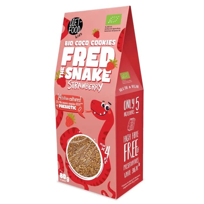 CIASTKA BŁONNIKOWE KOKOSOWE Z TRUSKAWKAMI BIO 80 g - DIET-FOOD (KIDS)