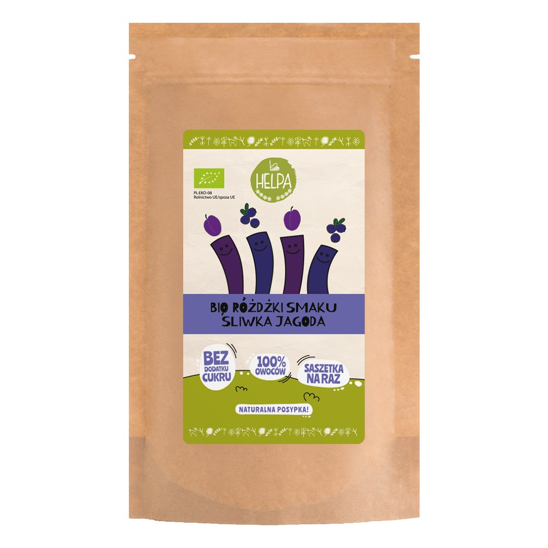 RÓŻDŻKI SMAKU MIX ŚLIWKA - JAGODA (LIOFILIZOWANE OWOCE) BIO (10 x 2 g) 20 g - HELPA