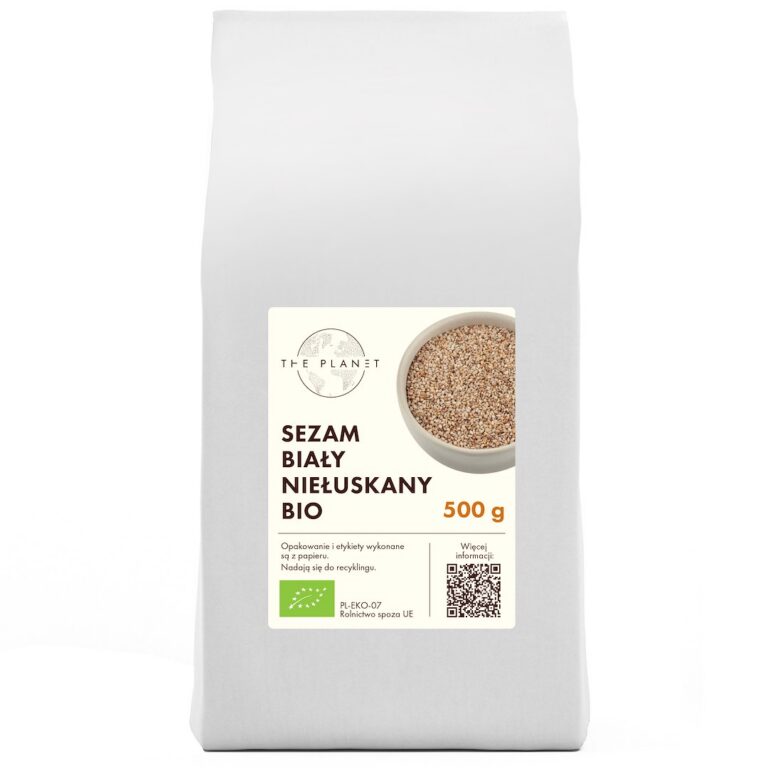 SEZAM BIAŁY NIEŁUSKANY BIO 500 g - THE PLANET