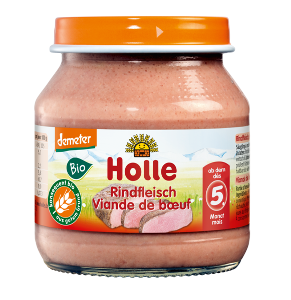 WOŁOWINA BEZ DODATKU CUKRÓW BEZGLUTENOWA OD 5 MIESIĄCA DEMETER BIO 125 g (SŁOIK) - HOLLE