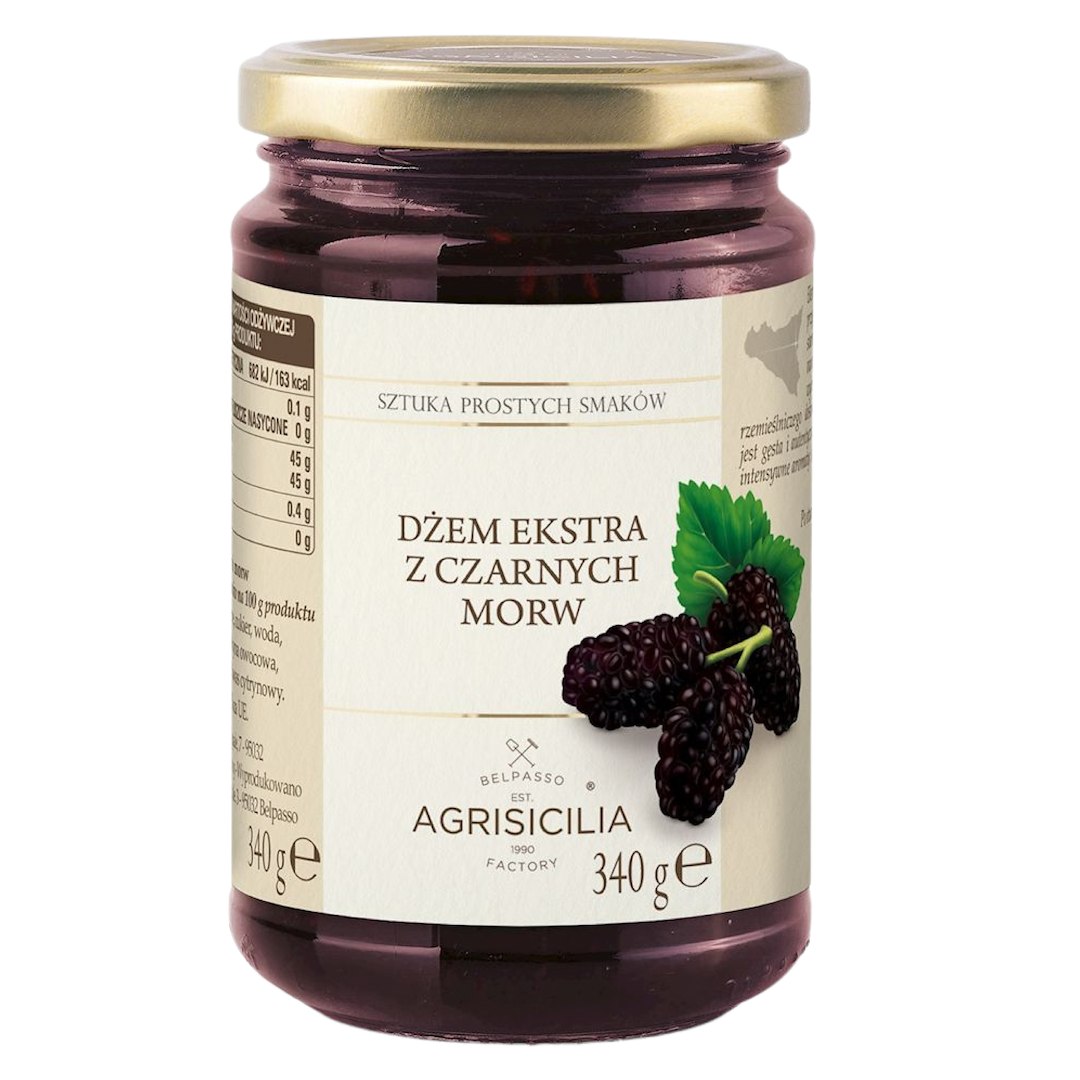 DŻEM EKSTRA Z CZARNEJ MORWY 340 g - AGRISICILIA
