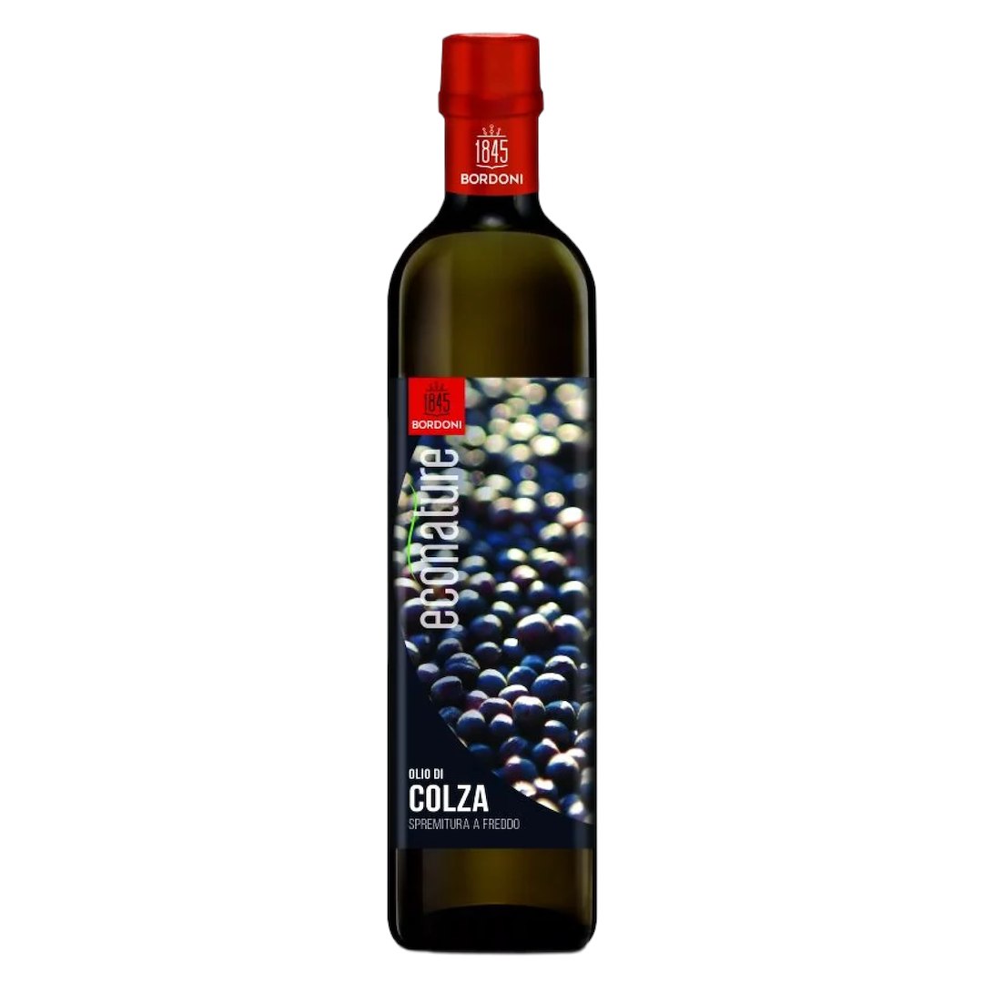 OLEJ RZEPAKOWY (Z PRAŻONYCH NASION) TŁOCZONY NA ZIMNO BIO 500 ml - BORDONI
