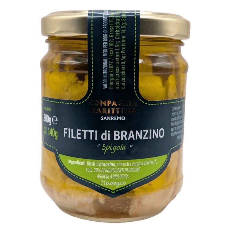 FILETY Z OKONIA MORSKIEGO W BIO OLIWIE Z OLIWEK EXTRA VIRGIN 200 g (SŁOIK) - COMPAGNIA MEDITERRANEA