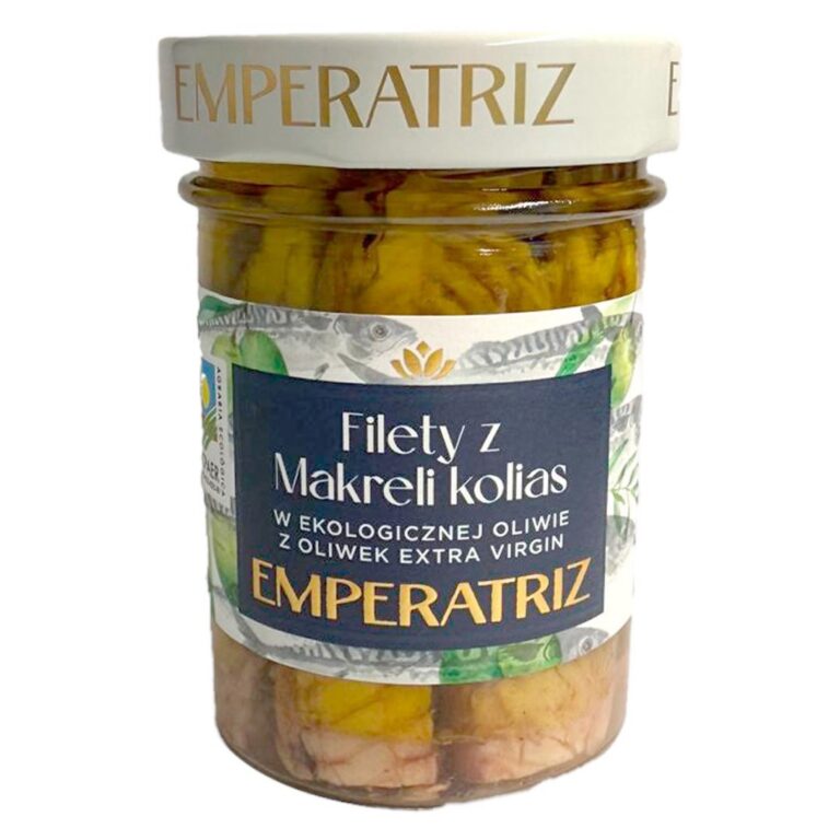 MAKRELA FILETY W BIO OLIWIE Z OLIWEK EXTRA VIRGIN 180 g (SŁOIK) - EMPERATRIZ