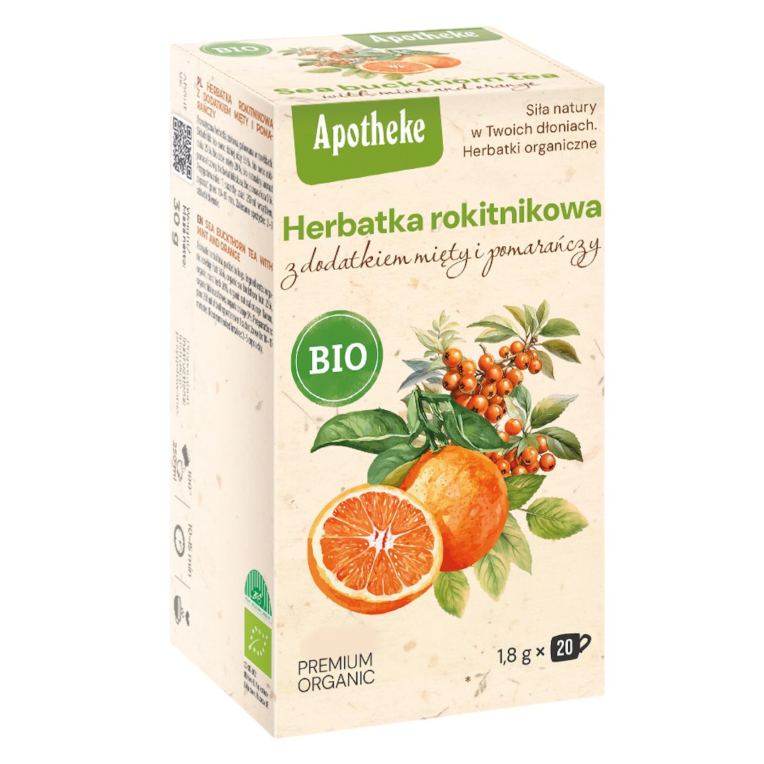 HERBATKA ROKITNIKOWA Z MIĘTĄ I POMARAŃCZĄ BIO (20 x 1,8 g) 36 g - APOTHEKE