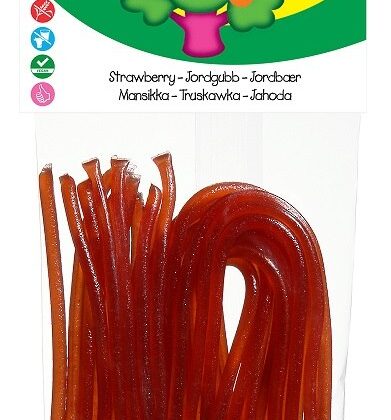 ŻELKI NITKI TRUSKAWKOWE BEZGLUTENOWE BIO 75 g - CANDY TREE