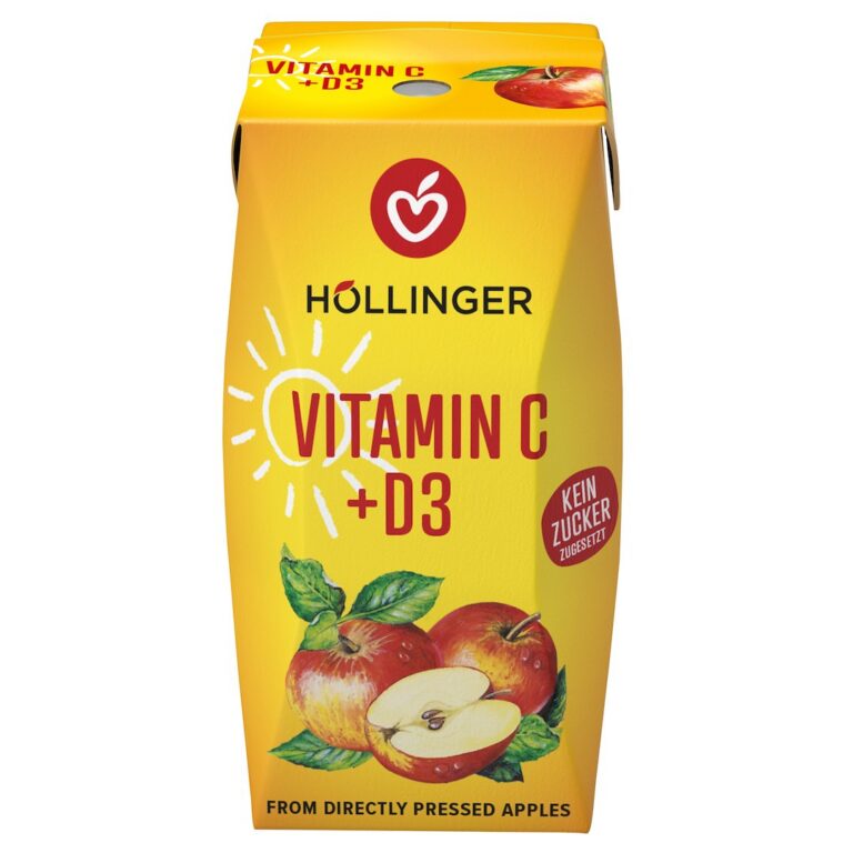 NEKTAR JABŁKOWY Z WITAMINĄ C I D BEZ DODATKU CUKRÓW 200 ml - HOLLINGER